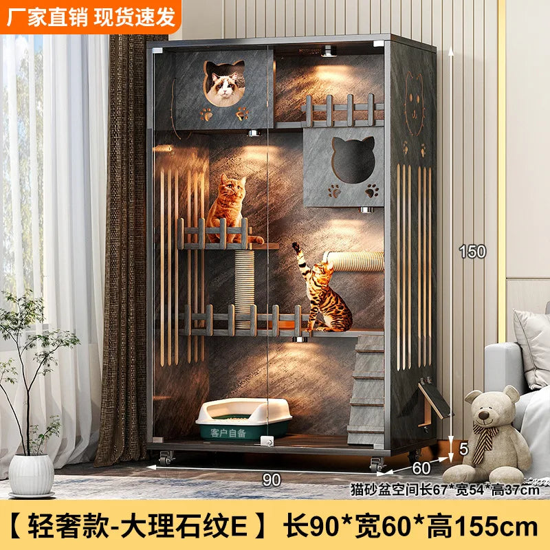 Large Cat Villa Home Cat House Indoor Cat Nest Solid Wood Climbing Frame Pet Kennel