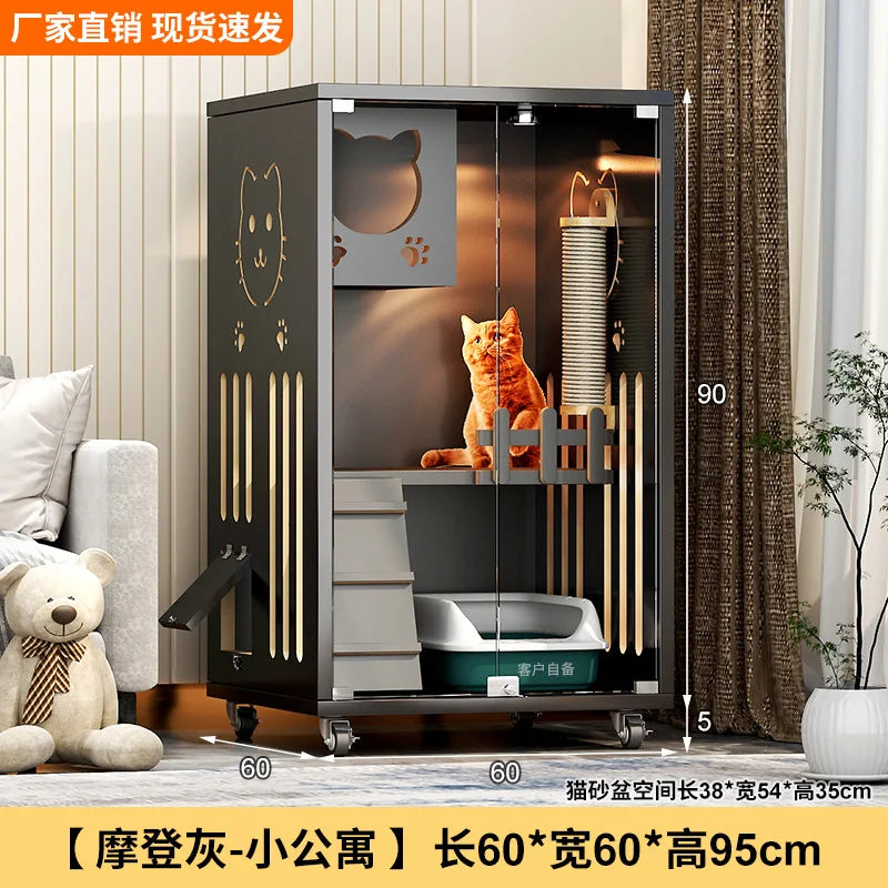 Large Cat Villa Home Cat House Indoor Cat Nest Solid Wood Climbing Frame Pet Kennel