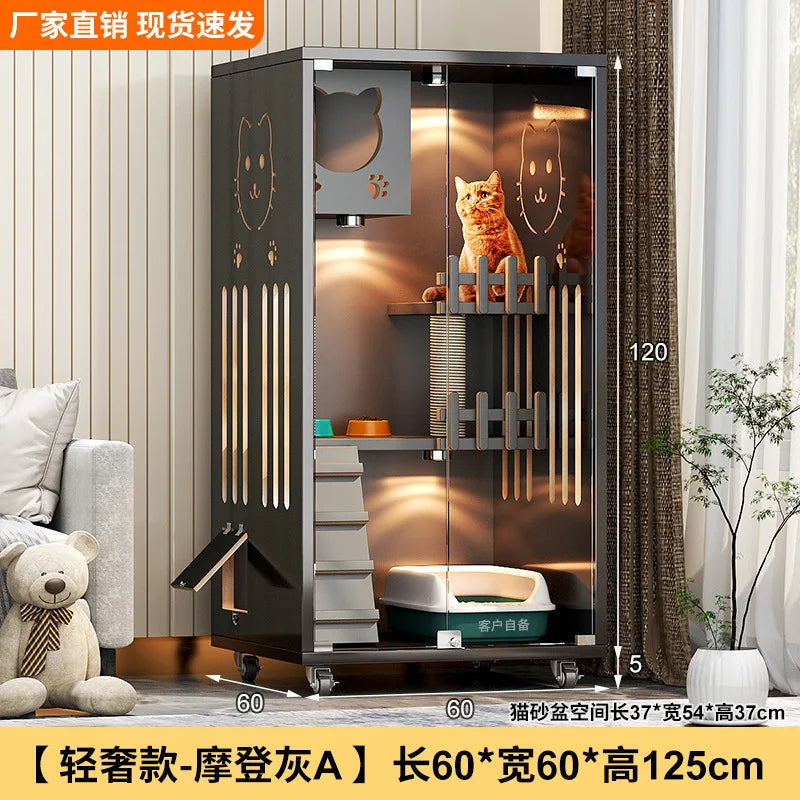 Large Cat Villa Home Cat House Indoor Cat Nest Solid Wood Climbing Frame Pet Kennel