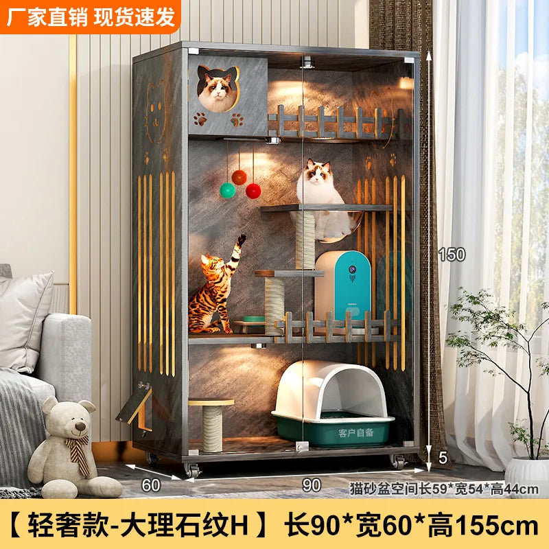 Large Cat Villa Home Cat House Indoor Cat Nest Solid Wood Climbing Frame Pet Kennel